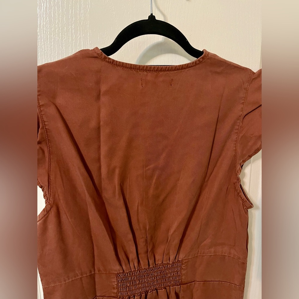 NWT Quince Vintage Wash Tencel Button Front Midi Dress Washed Terracotta Sz M - Picture 10 of 11